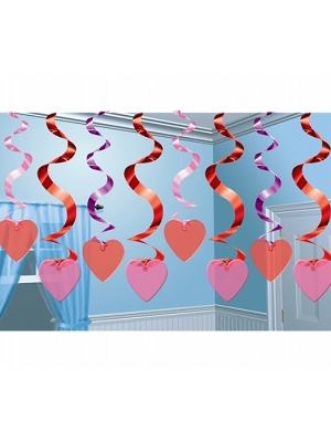 Swirl decoration Hearts, red and pink, 61 cm Swirl decoration Hearts, red and pink, 61 cm