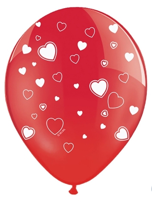 Balloons, Hearts, Crystal Poppy Red, 30cm Balloons, Hearts, Crystal Poppy Red, 30cm