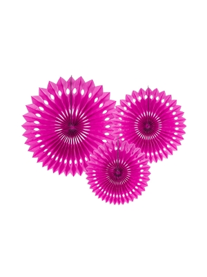 3 pcs, Tissue fan, dark pink, 20-30cm 3 pcs, Tissue fan, dark pink, 20-30cm