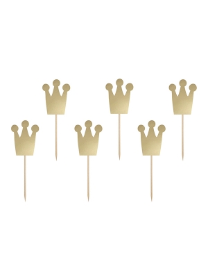 6 gab, Cupcake toppers Princess - Crowns, gold, 12 cm 6 gab, Cupcake toppers Princess - Crowns, gold, 12 cm