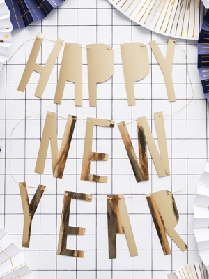 Banner Happy New Year, gold, 10 x 90 cm Banner Happy New Year, gold, 10 x 90 cm