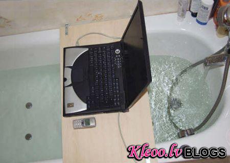Computer in Hot Tub