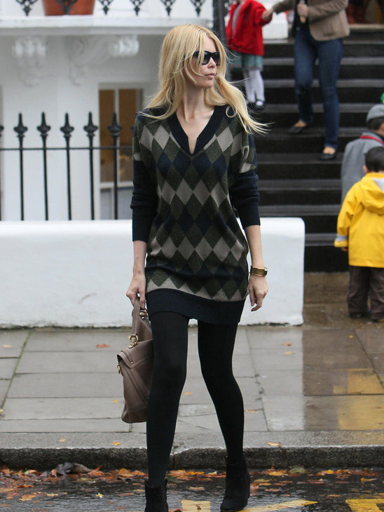 Claudia Schiffer always street chic, no matter what the weather