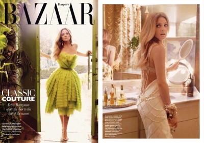 Drew Barrymore Harper's Bazaar US žurnālā