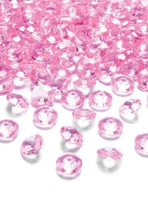 100 gab, Dimantu konfeti, gaiši rozā, 12 mm