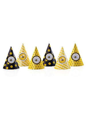 6 pcs, Party Hats Bees, 12 cm 6 pcs, Party Hats Bees, 12 cm