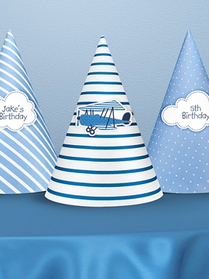 6 pcs, Little Plane Party Hats, 16 cm 6 pcs, Little Plane Party Hats, 16 cm