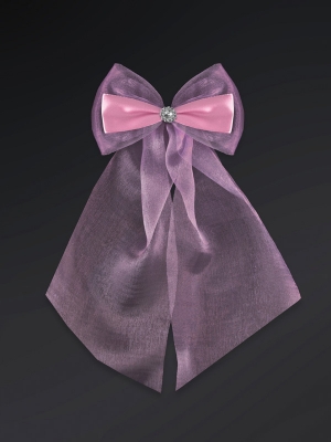 2 pcs, Bows with a ribbon and a rosette, light pink, 14cm 2 pcs, Bows with a ribbon and a rosette, light pink, 14cm