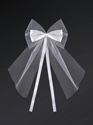 2 pcs, Bows with a ribbon, white, 18 cm 2 pcs, Bows with a ribbon, white, 18 cm