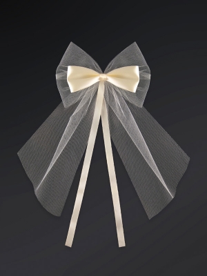 2 pcs, Bows with a ribbon, cream, 18 cm 2 pcs, Bows with a ribbon, cream, 18 cm
