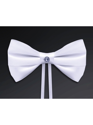 4 pcs, Bows with an embellishment, white, 15 cm 4 pcs, Bows with an embellishment, white, 15 cm