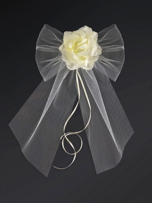 2 pcs, Bows with a rose, light cream, 18cm 2 pcs, Bows with a rose, light cream, 18cm