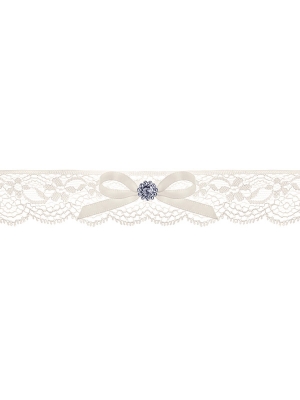 Lace garter with a ribbon, cream, 3.5 cm Lace garter with a ribbon, cream, 3.5 cm