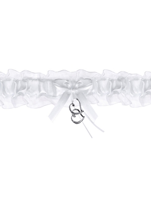 Chiffon garter with hearts, white, 5 cm Chiffon garter with hearts, white, 5 cm