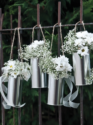 5 pcs, Decorative cans, silver, 14 x 7 cm 5 pcs, Decorative cans, silver, 14 x 7 cm