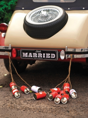 5 pcs, Wedding cans, retro, 14 x 7 cm 5 pcs, Wedding cans, retro, 14 x 7 cm