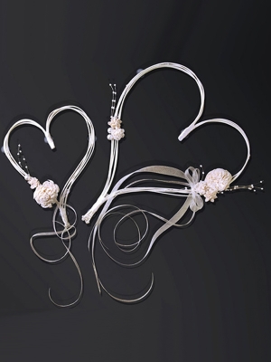 2 pcs, Rattan hearts with posies, cream 2 pcs, Rattan hearts with posies, cream