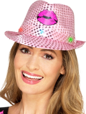 Vizuļojoša cepure ar LED gaismām, rozā
