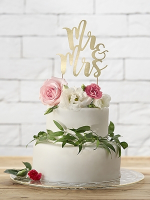 Топпер для торта Mr&Mrs, золотой, 25.5 см Топпер для торта Mr&Mrs, золотой, 25.5 см