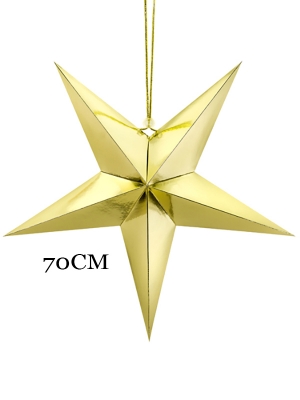 Бумажная звезда, золотая, 70 см Бумажная звезда, золотая, 70 см