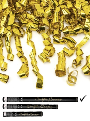 Confetti cannon with streamers, gold, 80 cm Confetti cannon with streamers, gold, 80 cm