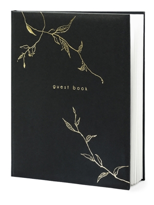 22 pages, Guest Book, black with gold, 20 x 24.5 cm 22 pages, Guest Book, black with gold, 20 x 24.5 cm