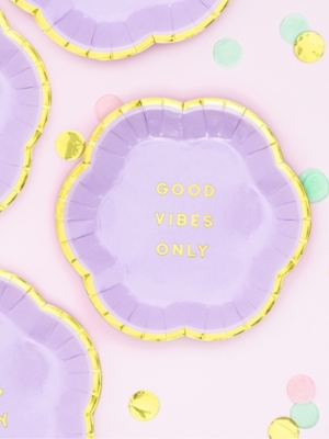 6 шт, Мини тарелки - Good Vibes Only, 13 см 6 шт, Мини тарелки - Good Vibes Only, 13 см