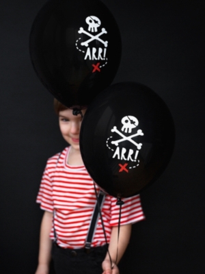 Balons Pirātu ballīte, melns, 30 cm Balons Pirātu ballīte, melns, 30 cm