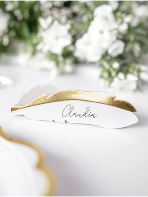 10 pcs, Place cards - Feathers, 10.5 x 3 cm 10 pcs, Place cards - Feathers, 10.5 x 3 cm
