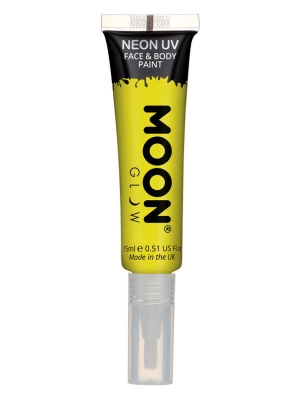 UV sejas un ķermeņa krāsa ar otiņu, dzeltena, 15 ml UV sejas un ķermeņa krāsa ar otiņu, dzeltena, 15 ml