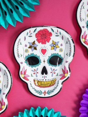 6 шт, Тарелки Dia de los Muertos - Череп, 19.5 x 23 см 6 шт, Тарелки Dia de los Muertos - Череп, 19.5 x 23 см