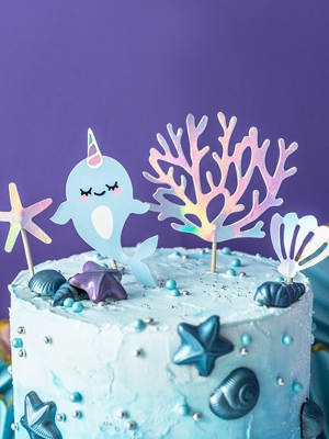 4 шт, Топперы для торта Narwhal, 10 - 15.5 см 4 шт, Топперы для торта Narwhal, 10 - 15.5 см