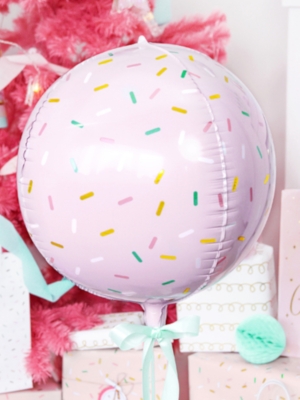 Folijas balons - bumba, gaiši rozā ar rakstu, 40 cm Folijas balons - bumba, gaiši rozā ar rakstu, 40 cm