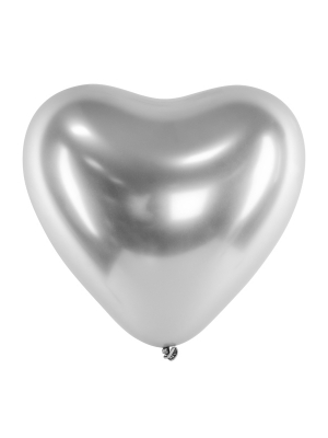 Hromēts balons Sirds, sudraba, 27 cm Hromēts balons Sirds, sudraba, 27 cm