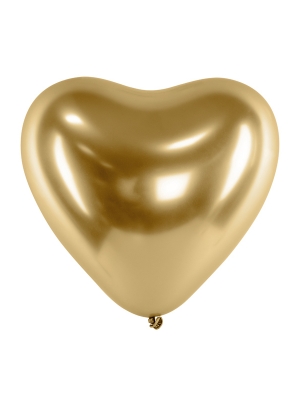 Hromēts balons Sirds, zelta, 27 cm Hromēts balons Sirds, zelta, 27 cm