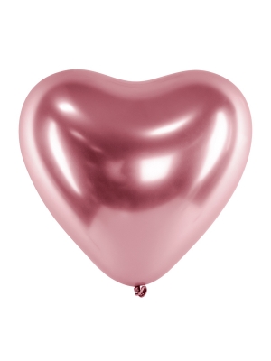 Hromēts balons Sirds, rozā zelta, 27 cm Hromēts balons Sirds, rozā zelta, 27 cm