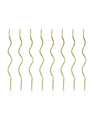 8 pcs, Birthday candles curl, gold, 14 cm 8 pcs, Birthday candles curl, gold, 14 cm