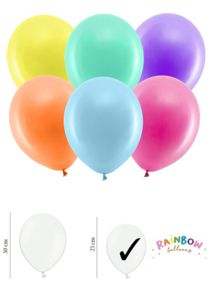 100 pcs, Rainbow Balloons pastel, mix, 23cm 100 pcs, Rainbow Balloons pastel, mix, 23cm