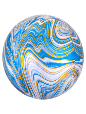 +Sfēra 3D, balons zils marmors, 38 cm x 40 cm